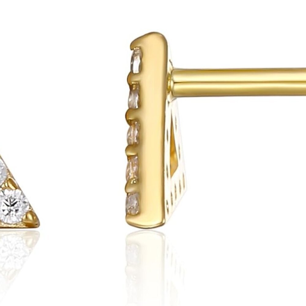 14K Gold Plated Sterling Silver Stud Earrings for Women | Dainty Geometrical Bar